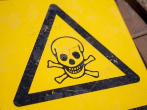 A hazardous waste sign